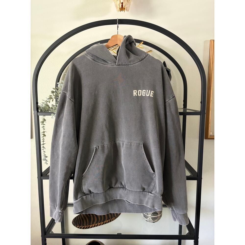 Rogue Fitness Hoodie XL Gray Heavyweight Fleece Pullover Gym CrossFit